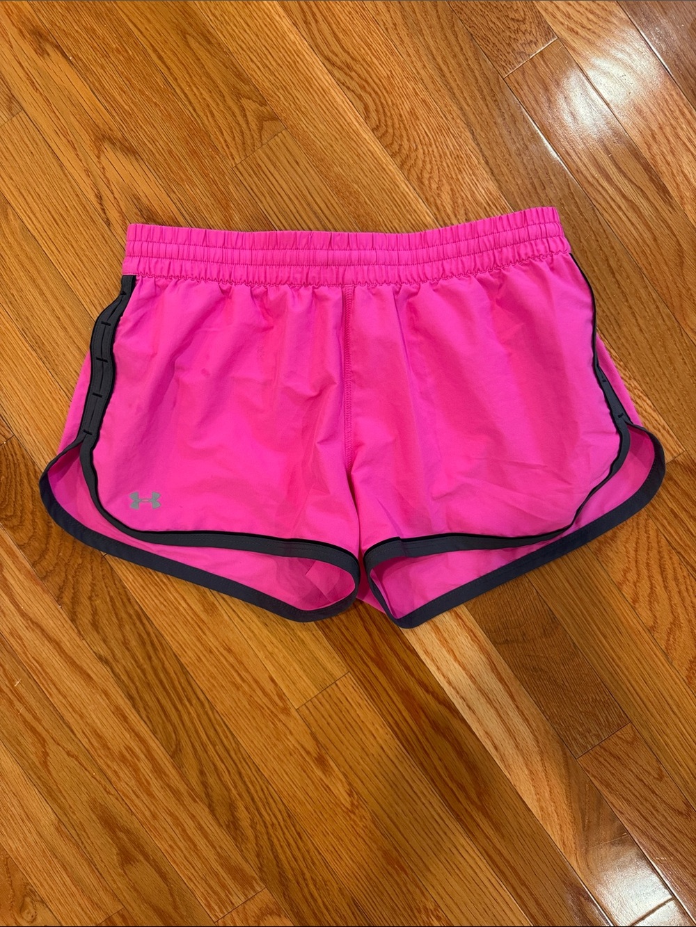 Under Armour Bright Pink Running Shorts with Black Trim